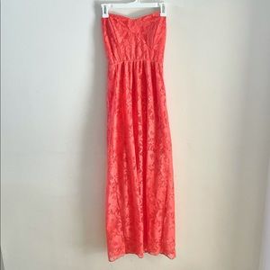 Women’s Coral Strapless Maxi Dress Size S